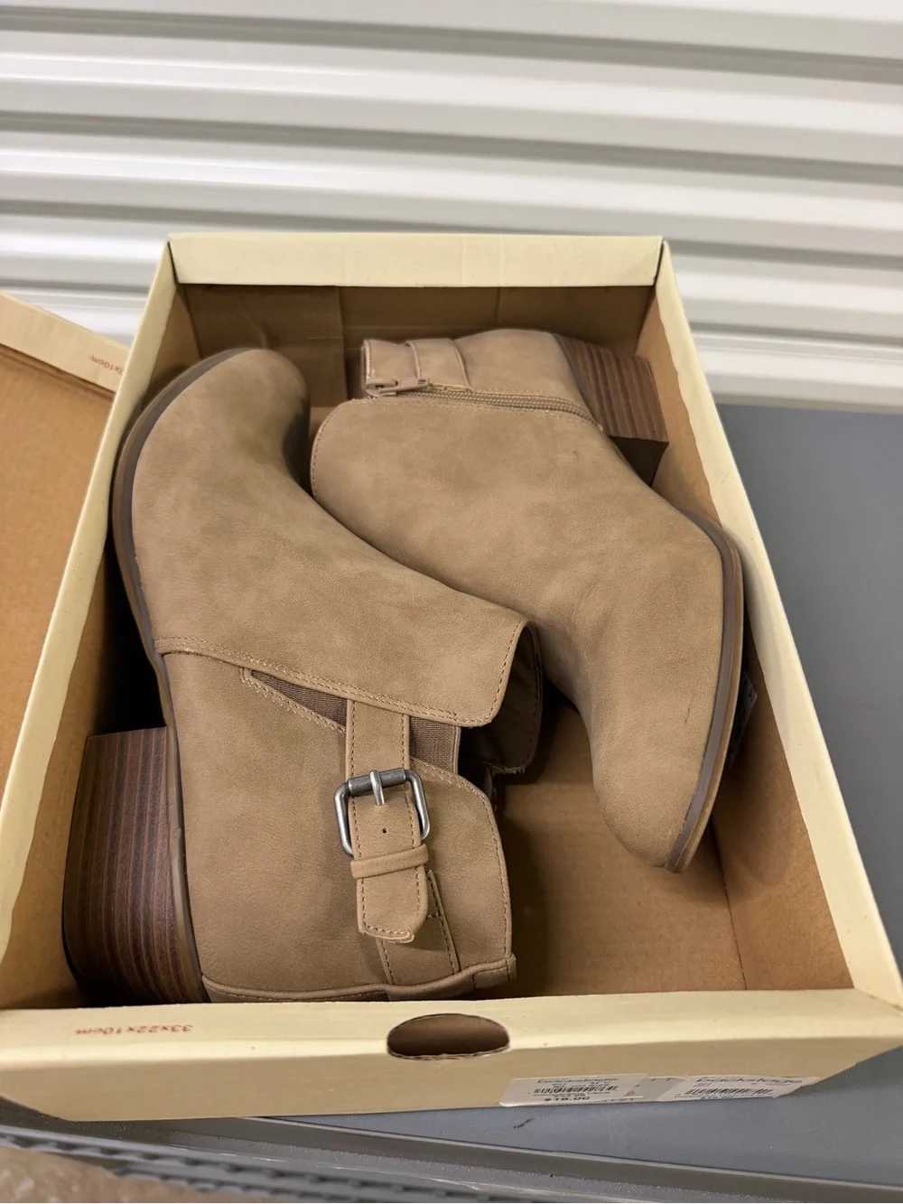 Esprit Tan Suede-Look Ankle Boots with Buckle
